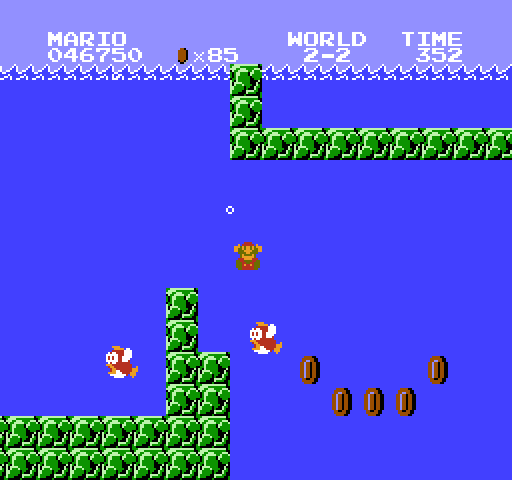 Super Mario Bros. NES / Famicom Screenshot: Lost a life trying to grab some coins...