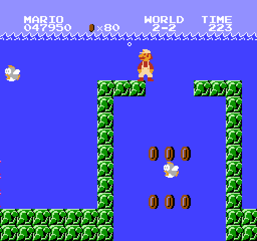 Super Mario Bros. NES / Famicom Screenshot: Do you dare try to get those coins?