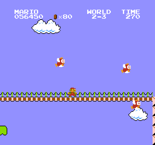 Super Mario Bros. NES / Famicom Screenshot: Avoid the flying cheep-cheeps!
