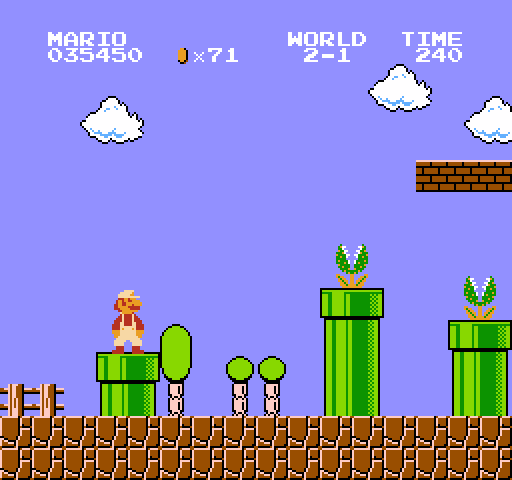 Super Mario Bros. NES / Famicom Screenshot: Watch out for those piranha plants!