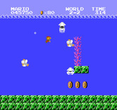Super Mario Bros. for NES / Famicom - Swimming in an underwater world.