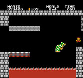 Super Mario Bros. for NES / Famicom - End of the castle stage; Bowser falls into the lava!