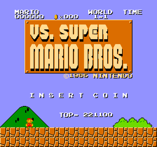 VS. Super Mario Bros. Arcade Screenshot: Title screen.