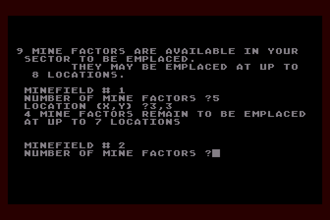 Dnieper River Line Atari 8-bit Screenshot: Placing mines...