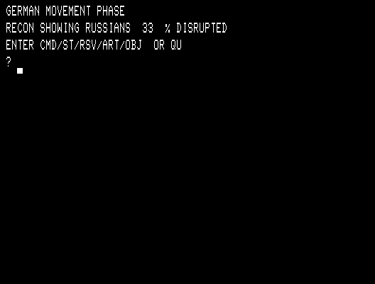 Dnieper River Line TRS-80 Screenshot: German movement phase...