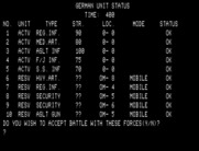 Dnieper River Line for TRS-80 - German unit status...