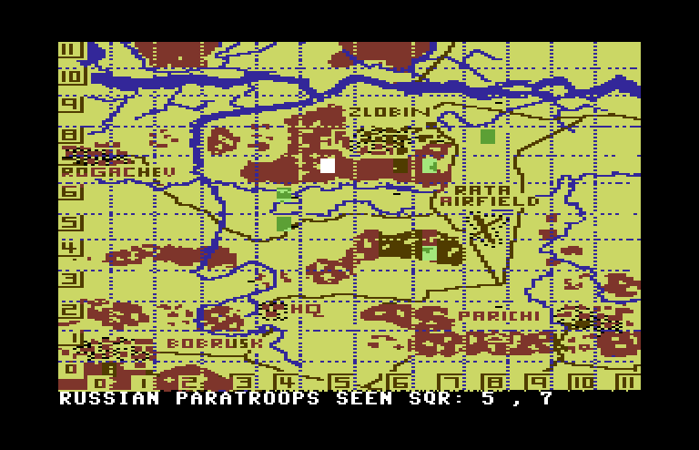 Dnieper River Line Commodore 64 Screenshot: Russian paratroops seen...