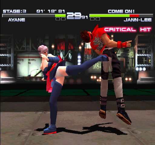 Dead or Alive++ Arcade Screenshot: A critical hit!