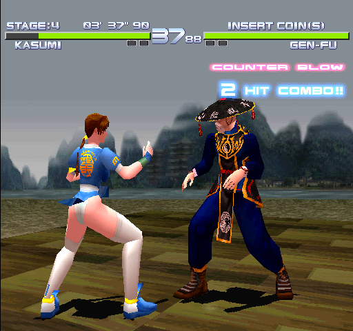 Dead or Alive++ Arcade Screenshot: A 2 hit combo!