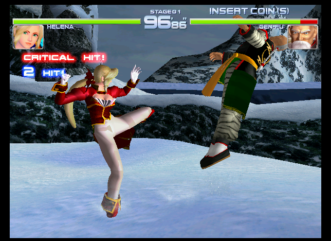 Dead or Alive 2 Arcade Screenshot: A 2 hit combo!