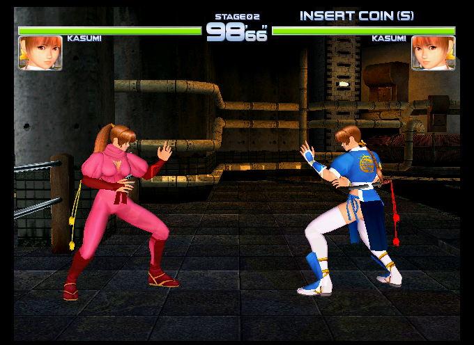 Dead or Alive 2 Arcade Screenshot: Kasumi prepares to fight...Kasumi!