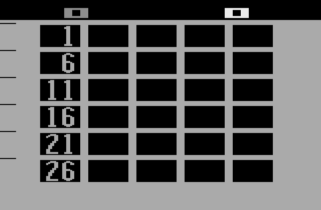 Hunt & Score Atari 2600 Screenshot: Starting a game on the larger board.