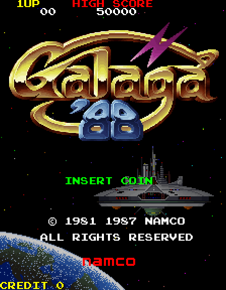 Galaga '88 Arcade Screenshot: Title screen.