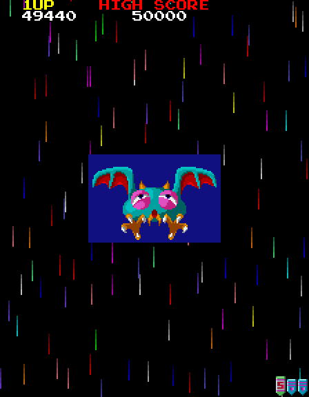 Galaga '88 Arcade Screenshot: On to the next level!