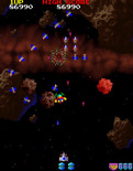 Galaga '88 for Arcade - Shooting an enemy formation...
