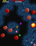 Galaga '88 for Arcade - You can shoot or avoid these red rocks...