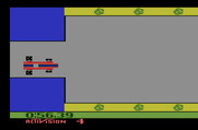 Grand Prix for Atari 2600 - End of a bridge; there are four total on this course.