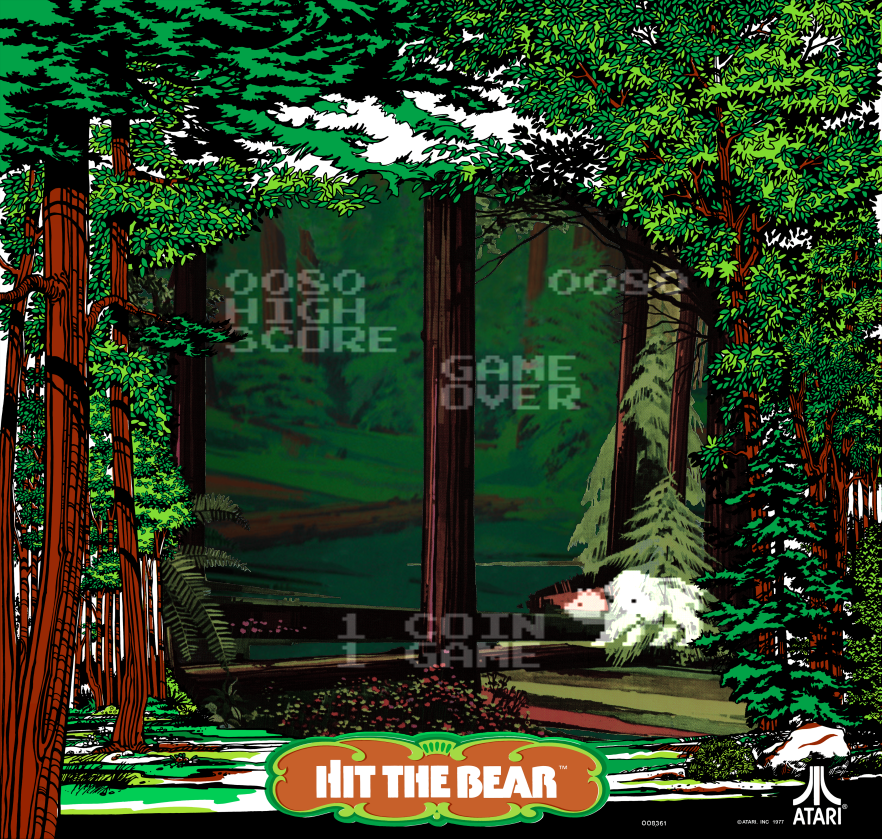 Triple Hunt Arcade Screenshot: Hit the bear; game attract mode.