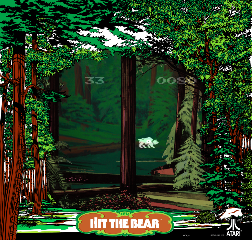 Triple Hunt Arcade Screenshot: Hit the bear; game in progress.
