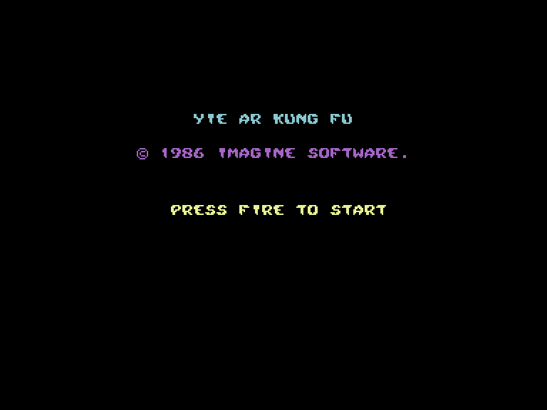 Yie Ar Kung-Fu Commodore 16 & Plus/4 Screenshot: Title screen.