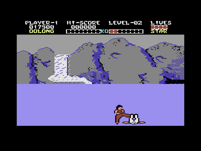 Yie Ar Kung-Fu Commodore 16 & Plus/4 Screenshot: I'm knocked down...