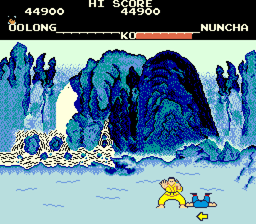 Yie Ar Kung-Fu Arcade Screenshot: I was knocked down.