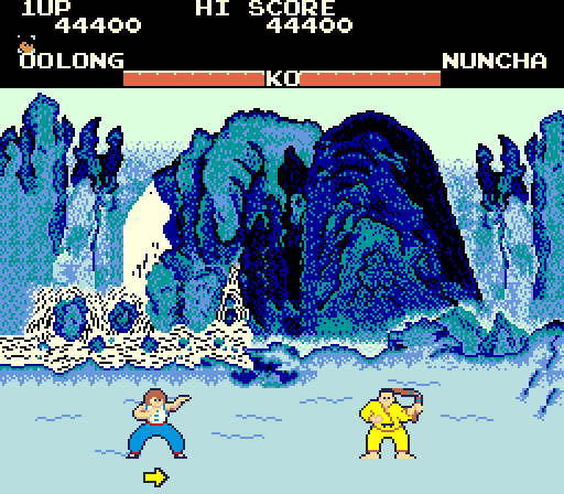 Yie Ar Kung-Fu Arcade Screenshot: Opponents become increasingly more difficult...