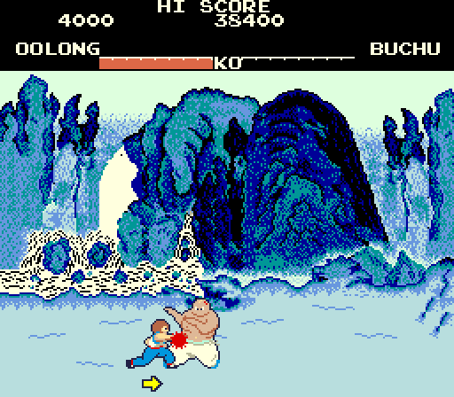 Yie Ar Kung-Fu Arcade Screenshot: Game start.