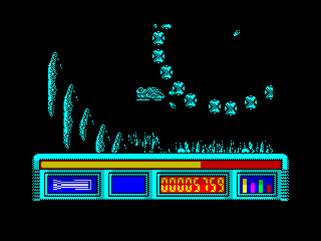 X-Out ZX Spectrum Screenshot: A new type of enemy formation appears...