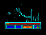 X-Out for ZX Spectrum - A large snake-like enemy appears halfway through the first level...