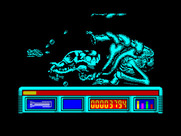 X-Out for ZX Spectrum - Attacking the first end of level boss...