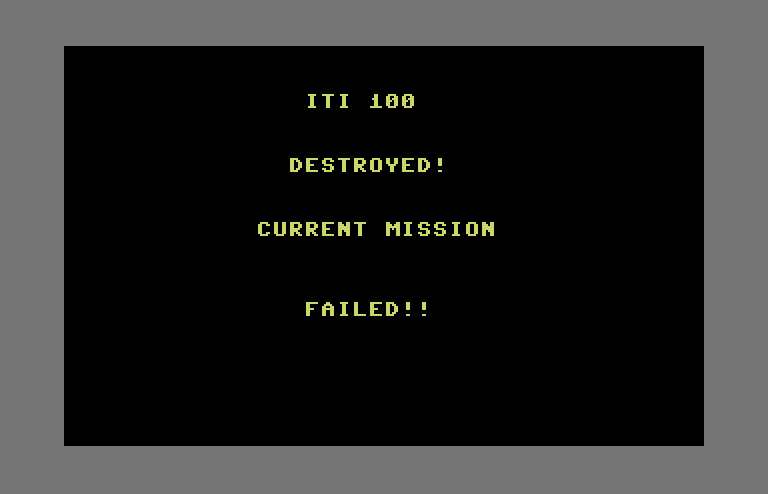 Blockade Runner Commodore 64 Screenshot: Mission failed!