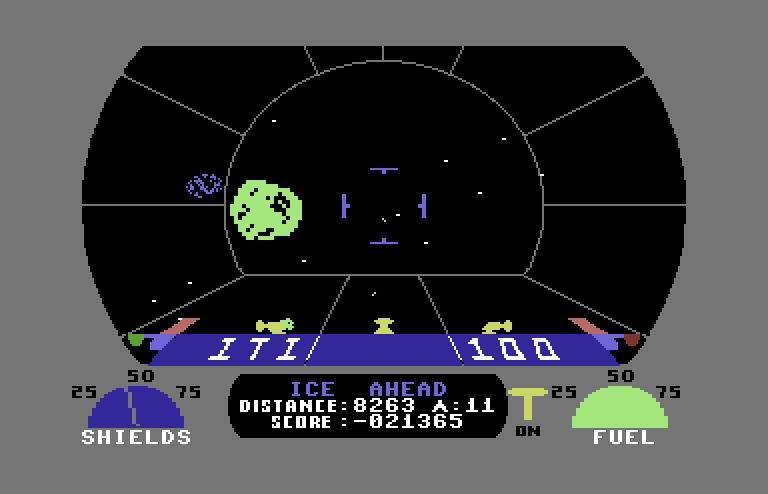 Blockade Runner Commodore 64 Screenshot: Don't crash into the asteroids...
