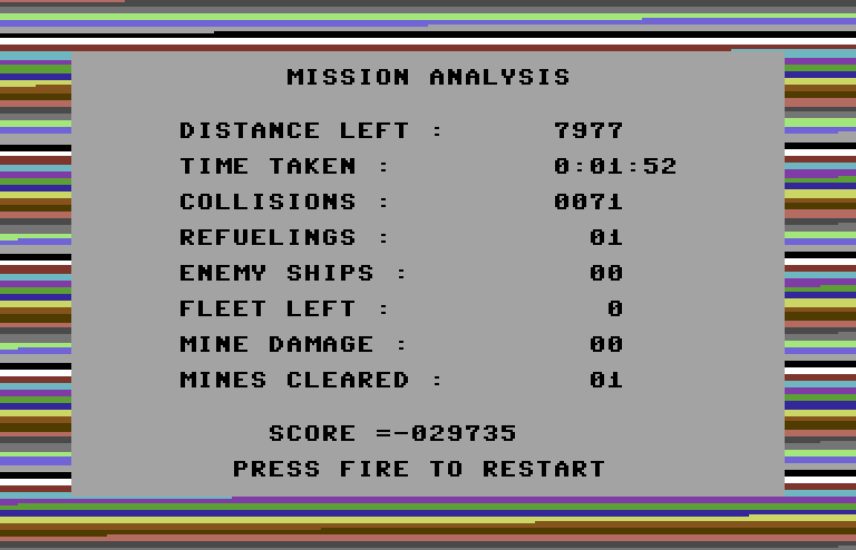 Blockade Runner Commodore 64 Screenshot: Mission analysis.