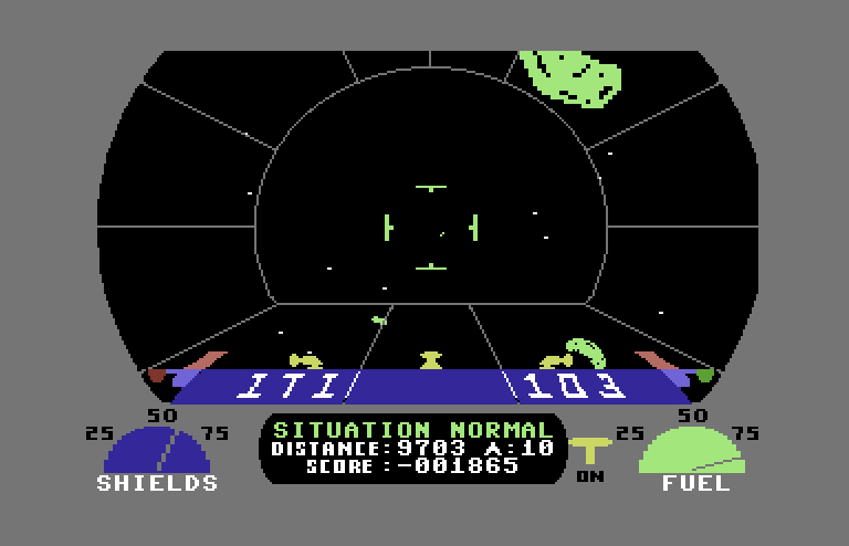 Blockade Runner Commodore 64 Screenshot: Game start.