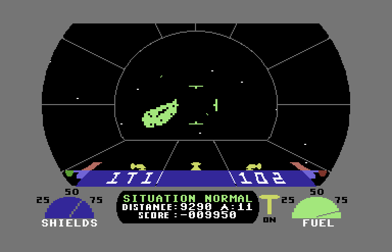 Blockade Runner Commodore 64 Screenshot: Avoid the incoming objects...