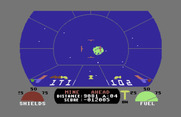 Blockade Runner for Commodore 64 - I'm hit again! The screen rapidly flashes different colors.