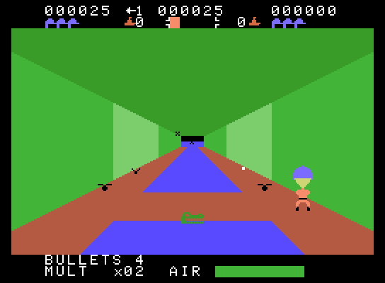 Sewer Sam ColecoVision Screenshot: Use these bridges to cross gaps in the sewer.