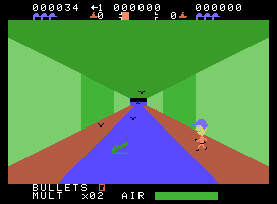 Sewer Sam ColecoVision Screenshot: Aligators can appear in these sewers!