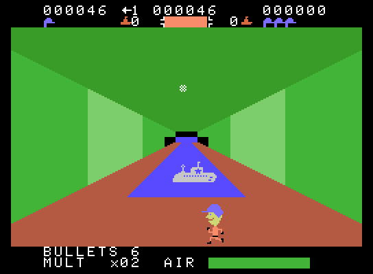 Sewer Sam ColecoVision Screenshot: Fighting a submarine!