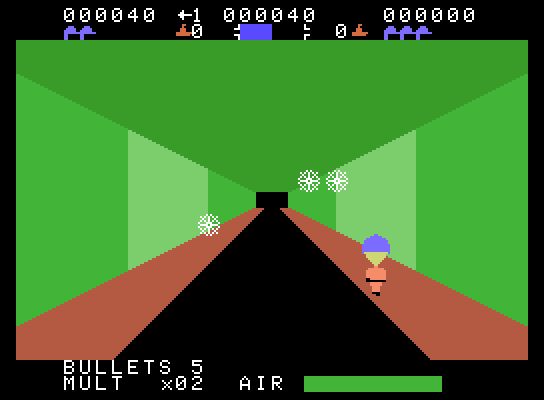 Sewer Sam ColecoVision Screenshot: Don't get hit by incoming spider webs!