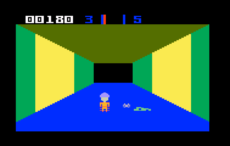 Sewer Sam Intellivision Screenshot: Something caught me! Lost a life...