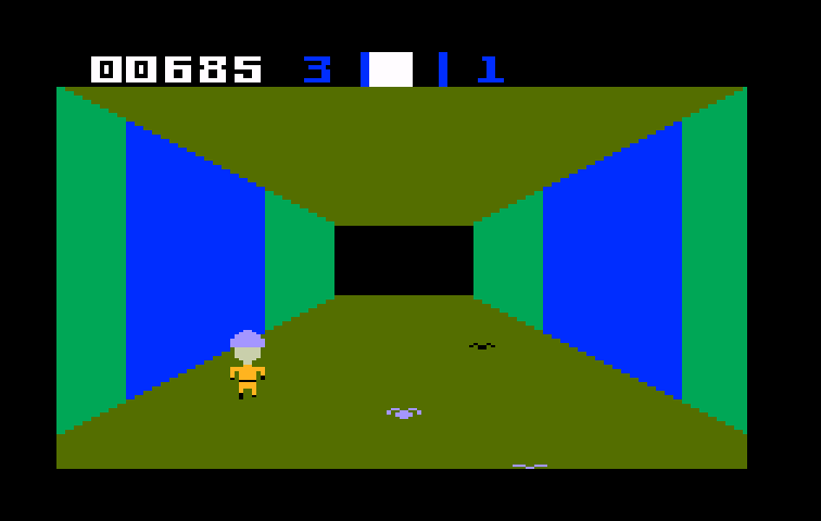 Sewer Sam Intellivision Screenshot: Spiders and other critters are in pursuit!