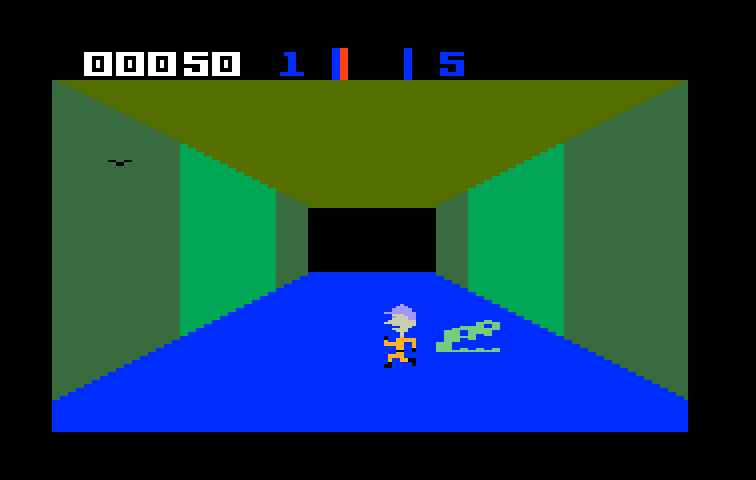 Sewer Sam Intellivision Screenshot: An alligator? Run away!