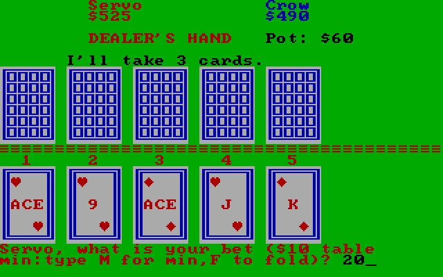 Casino Games IBM PC/Compatibles Screenshot: What do you want to bet?