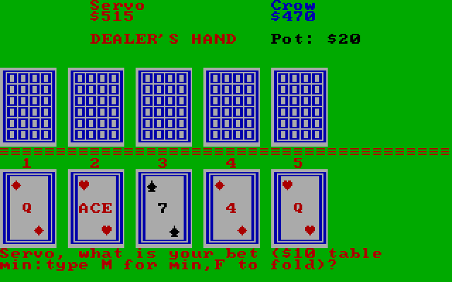 Casino Games IBM PC/Compatibles Screenshot: Starting the first hand...