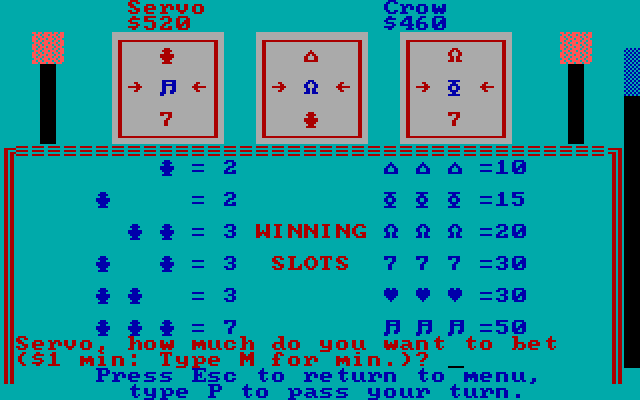 Casino Games IBM PC/Compatibles Screenshot: The slot machine...
