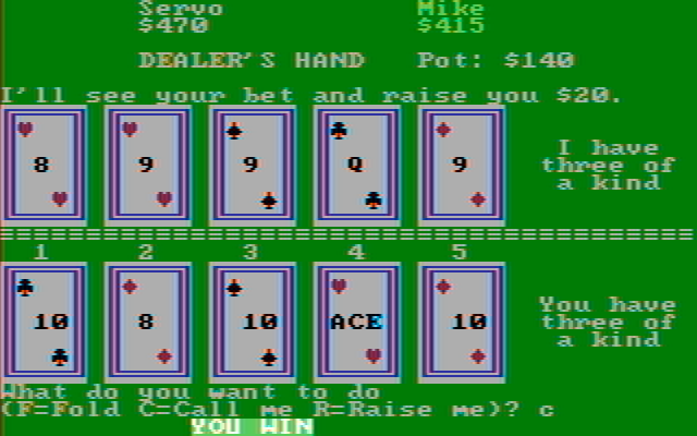 Casino Games IBM PC/Compatibles Screenshot: I won this time...