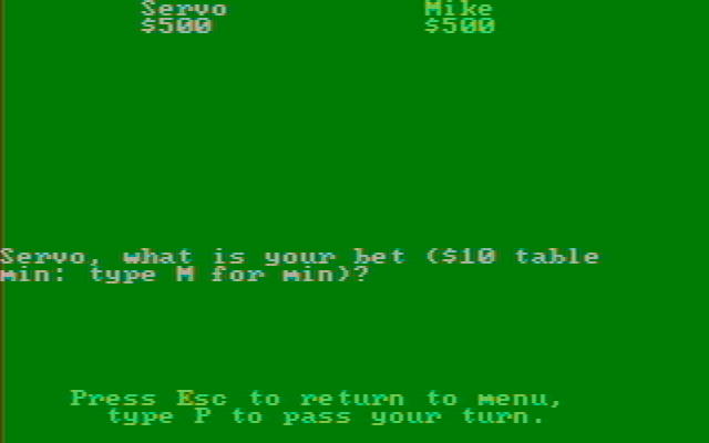 Casino Games IBM PC/Compatibles Screenshot: What is your bet?