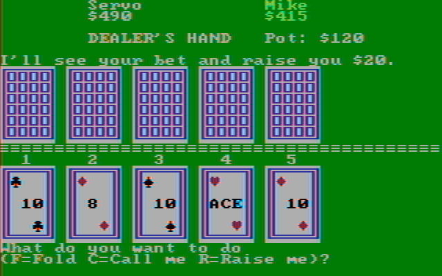 Casino Games IBM PC/Compatibles Screenshot: Fold, call, or raise?